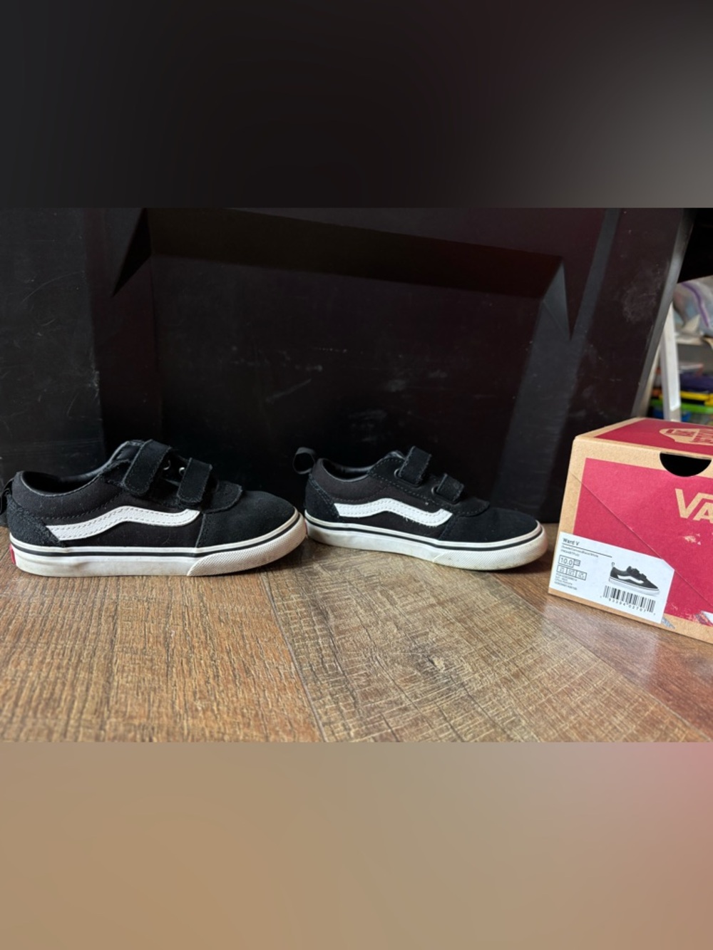 Little Kids Black and White Vans Old Skool V Shoe 🖤